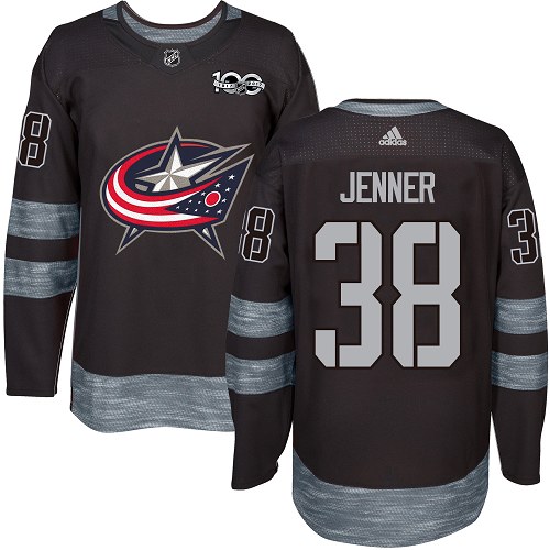 Men's Adidas Columbus Blue Jackets #38 Boone Jenner Authentic Black 1917-2017 100th Anniversary NHL Jersey
