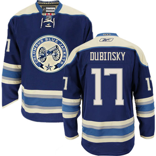 Women's Reebok Columbus Blue Jackets #17 Brandon Dubinsky Authentic Navy Blue Third NHL Jersey