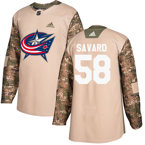 Youth Adidas Columbus Blue Jackets #58 David Savard Authentic Camo Veterans Day Practice NHL Jersey