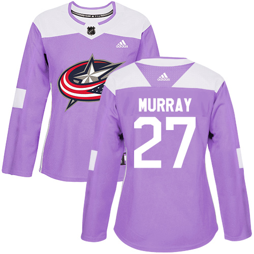 Women's Adidas Columbus Blue Jackets #27 Ryan Murray Authentic Purple Fights Cancer Practice NHL Jersey