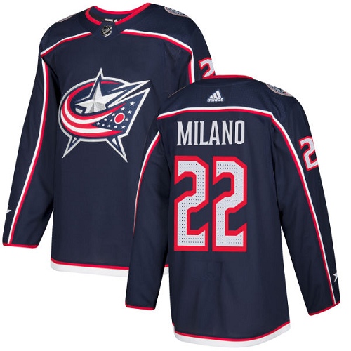 Men's Adidas Columbus Blue Jackets #22 Sonny Milano Authentic Navy Blue Home NHL Jersey