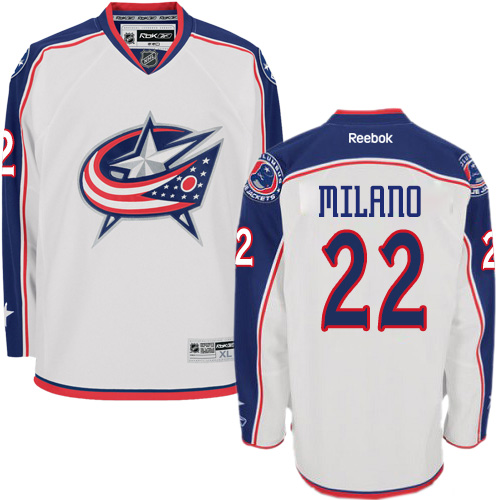 Youth Reebok Columbus Blue Jackets #22 Sonny Milano Authentic White Away NHL Jersey