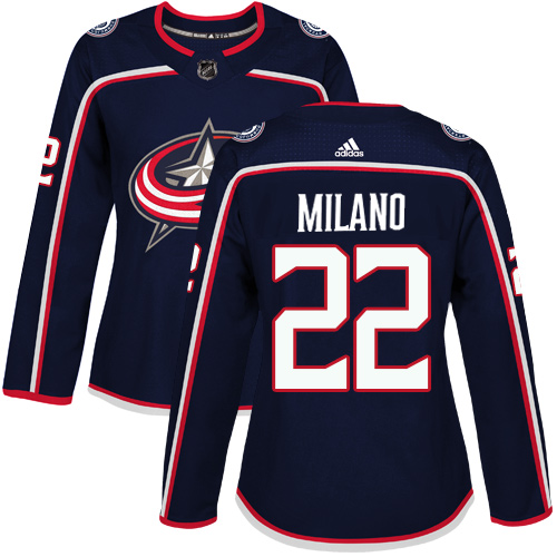 Women's Adidas Columbus Blue Jackets #22 Sonny Milano Authentic Navy Blue Home NHL Jersey