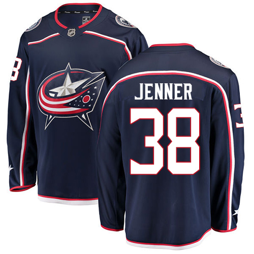 Men's Columbus Blue Jackets #38 Boone Jenner Authentic Navy Blue Home Fanatics Branded Breakaway NHL Jersey