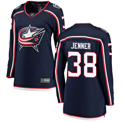 Women's Columbus Blue Jackets #38 Boone Jenner Authentic Navy Blue Home Fanatics Branded Breakaway NHL Jersey