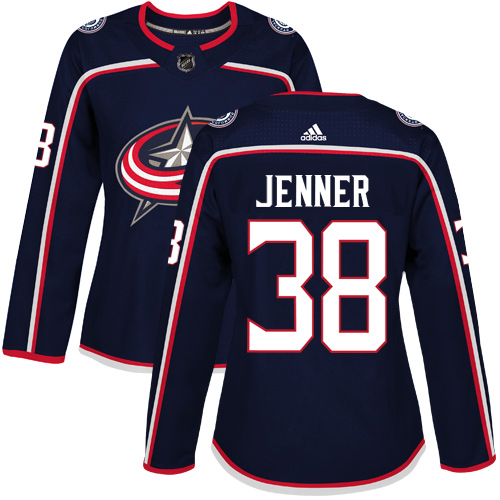 Women's Adidas Columbus Blue Jackets #38 Boone Jenner Authentic Navy Blue Home NHL Jersey