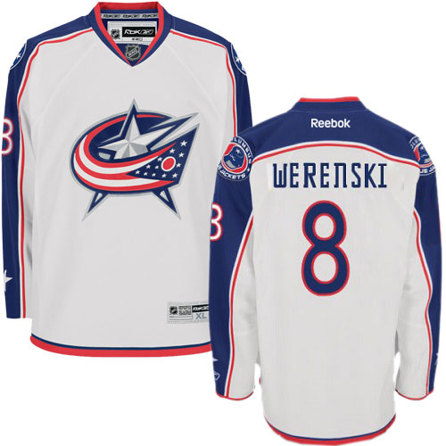 Women's Reebok Columbus Blue Jackets #8 Zach Werenski Authentic White Away NHL Jersey