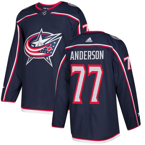 Men's Adidas Columbus Blue Jackets #77 Josh Anderson Authentic Navy Blue Home NHL Jersey