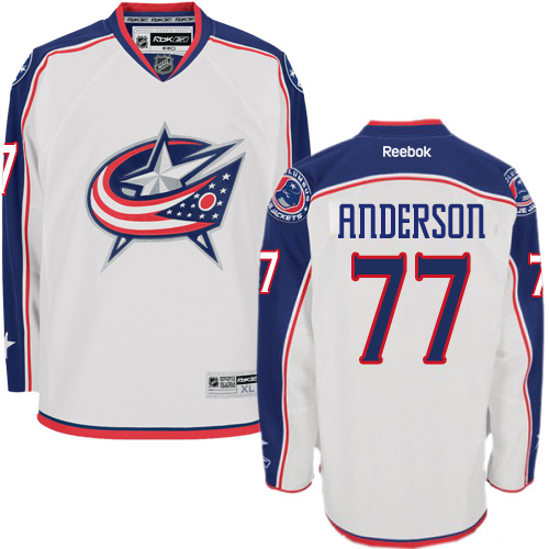 Men's Reebok Columbus Blue Jackets #77 Josh Anderson Authentic White Away NHL Jersey