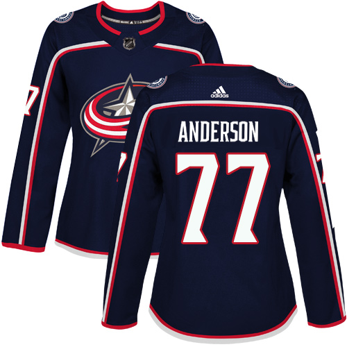Women's Adidas Columbus Blue Jackets #77 Josh Anderson Authentic Navy Blue Home NHL Jersey