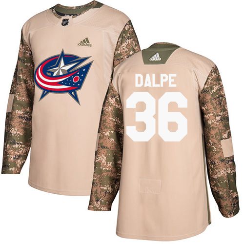 Men's Adidas Columbus Blue Jackets #36 Zac Dalpe Authentic Camo Veterans Day Practice NHL Jersey
