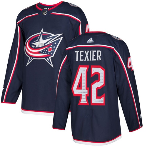 Youth Adidas Columbus Blue Jackets #42 Alexandre Texier Premier Navy Blue Home NHL Jersey