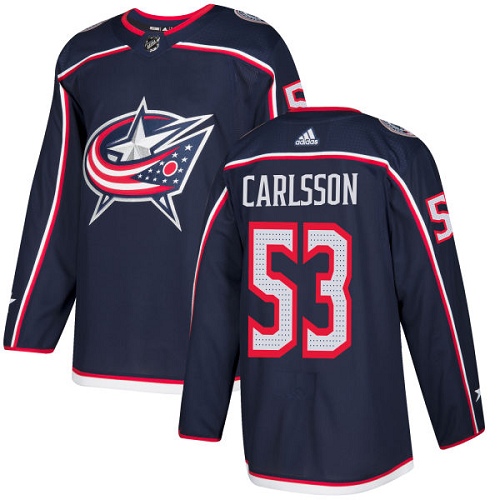 Men's Adidas Columbus Blue Jackets #53 Gabriel Carlsson Authentic Navy Blue Home NHL Jersey