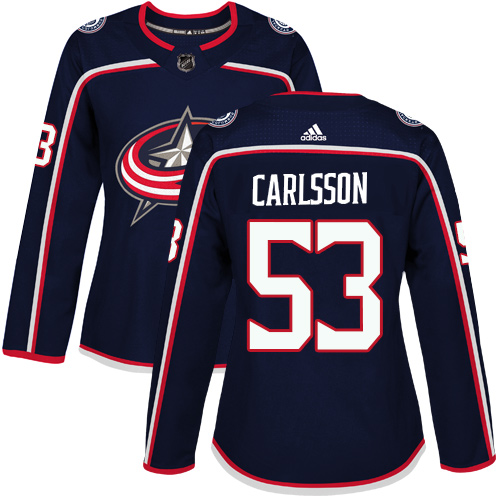 Women's Adidas Columbus Blue Jackets #53 Gabriel Carlsson Premier Navy Blue Home NHL Jersey