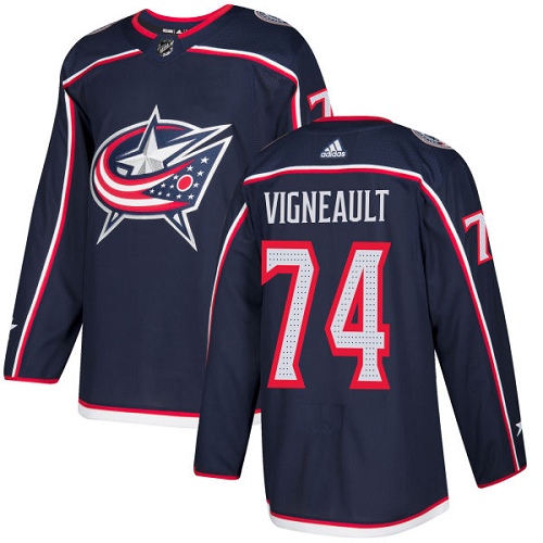 Youth Adidas Columbus Blue Jackets #74 Sam Vigneault Authentic Navy Blue Home NHL Jersey