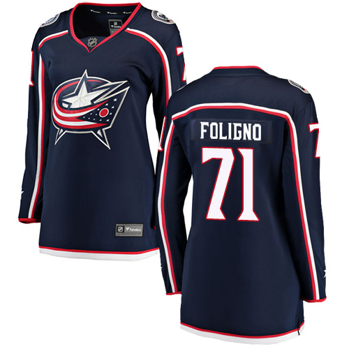 Women's Columbus Blue Jackets #71 Nick Foligno Authentic Navy Blue Home Fanatics Branded Breakaway NHL Jersey
