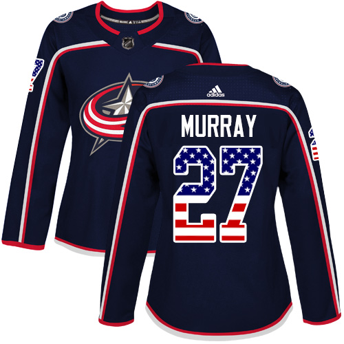 Women's Adidas Columbus Blue Jackets #27 Ryan Murray Authentic Navy Blue USA Flag Fashion NHL Jersey