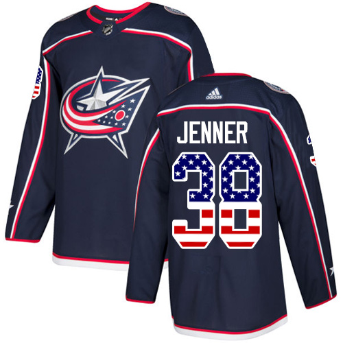 Men's Adidas Columbus Blue Jackets #38 Boone Jenner Authentic Navy Blue USA Flag Fashion NHL Jersey