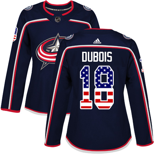 Women's Adidas Columbus Blue Jackets #18 Pierre-Luc Dubois Authentic Navy Blue USA Flag Fashion NHL Jersey