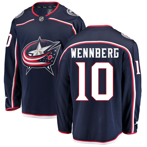 Men's Columbus Blue Jackets #10 Alexander Wennberg Authentic Navy Blue Home Fanatics Branded Breakaway NHL Jersey
