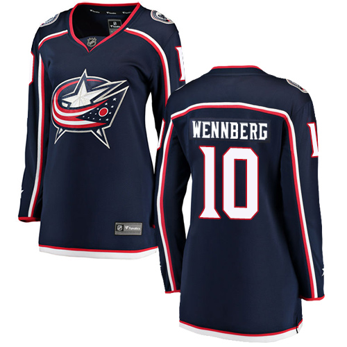 Women's Columbus Blue Jackets #10 Alexander Wennberg Authentic Navy Blue Home Fanatics Branded Breakaway NHL Jersey