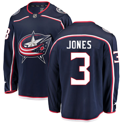 Men's Columbus Blue Jackets #3 Seth Jones Authentic Navy Blue Home Fanatics Branded Breakaway NHL Jersey