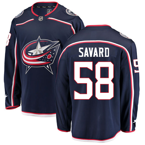 Youth Columbus Blue Jackets #58 David Savard Authentic Navy Blue Home Fanatics Branded Breakaway NHL Jersey
