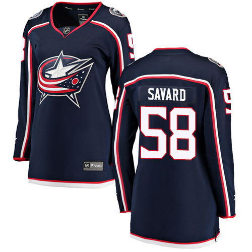 Women's Columbus Blue Jackets #58 David Savard Authentic Navy Blue Home Fanatics Branded Breakaway NHL Jersey