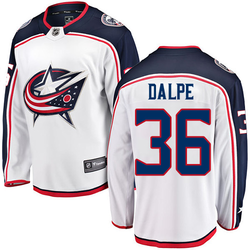 Men's Columbus Blue Jackets #36 Zac Dalpe Authentic White Away Fanatics Branded Breakaway NHL Jersey