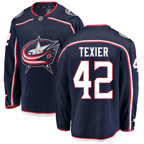 Youth Columbus Blue Jackets #42 Alexandre Texier Authentic Navy Blue Home Fanatics Branded Breakaway NHL Jersey