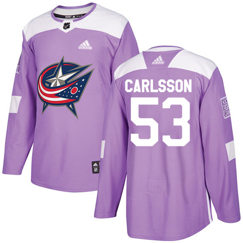 Youth Adidas Columbus Blue Jackets #53 Gabriel Carlsson Authentic Purple Fights Cancer Practice NHL Jersey