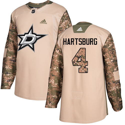 Men's Adidas Dallas Stars #4 Craig Hartsburg Authentic Camo Veterans Day Practice NHL Jersey