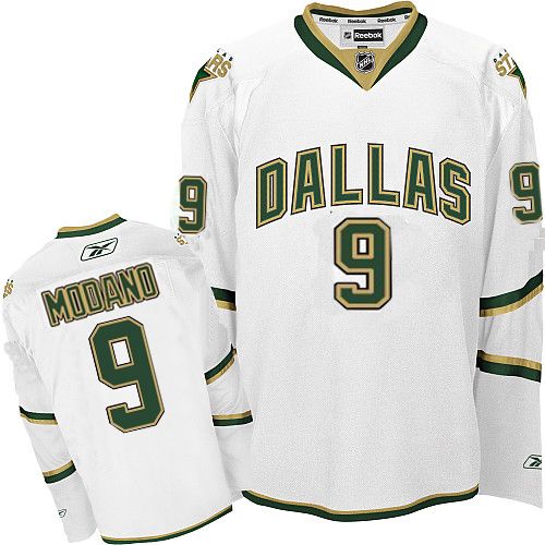 Men's Reebok Dallas Stars #9 Mike Modano Authentic White Third NHL Jersey