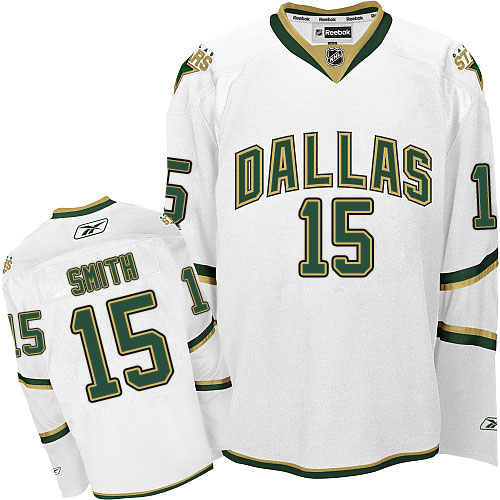 Men's Reebok Dallas Stars #15 Bobby Smith Authentic White Third NHL Jersey