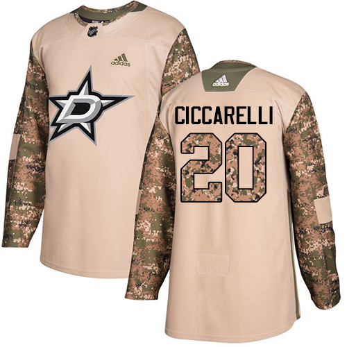 Men's Adidas Dallas Stars #20 Dino Ciccarelli Authentic Camo Veterans Day Practice NHL Jersey