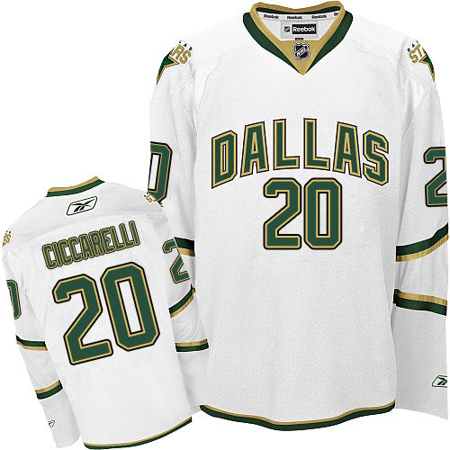 Men's Reebok Dallas Stars #20 Dino Ciccarelli Premier White Third NHL Jersey