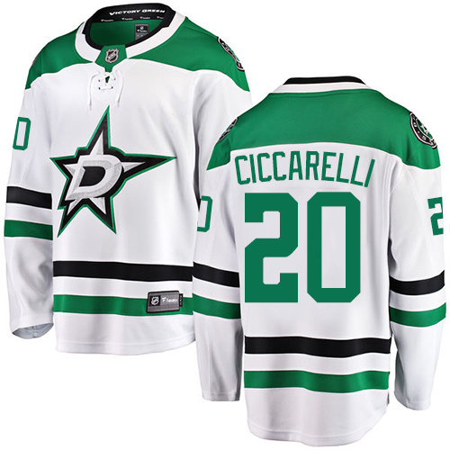 Men's Dallas Stars #20 Dino Ciccarelli Authentic White Away Fanatics Branded Breakaway NHL Jersey