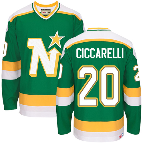 Men's CCM Dallas Stars #20 Dino Ciccarelli Authentic Green Throwback NHL Jersey