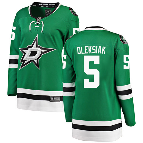 Women's Dallas Stars #5 Jamie Oleksiak Authentic Green Home Fanatics Branded Breakaway NHL Jersey