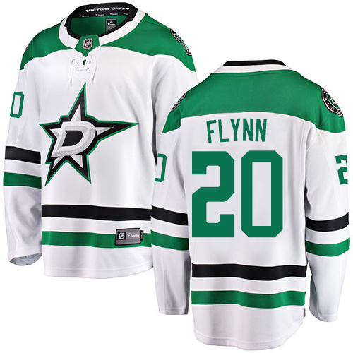 Men's Dallas Stars #20 Brian Flynn Authentic White Away Fanatics Branded Breakaway NHL Jersey