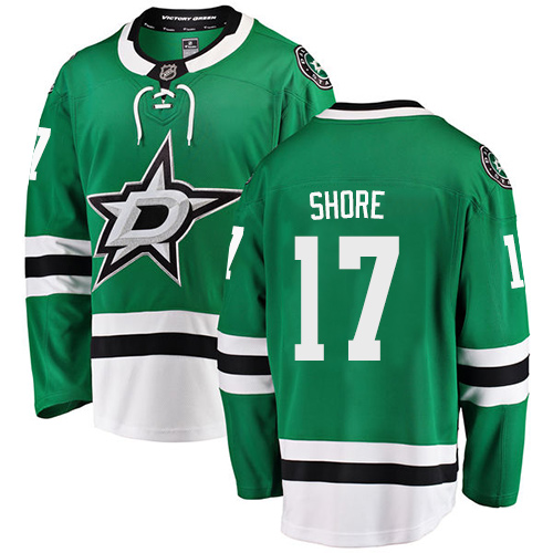 Youth Dallas Stars #17 Devin Shore Authentic Green Home Fanatics Branded Breakaway NHL Jersey