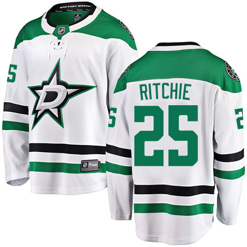 Youth Dallas Stars #25 Brett Ritchie Authentic White Away Fanatics Branded Breakaway NHL Jersey