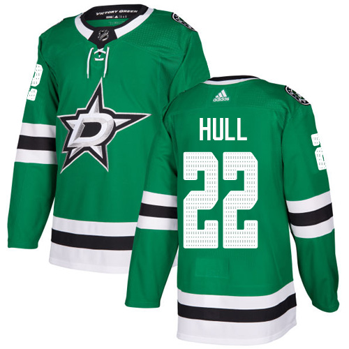 Men's Adidas Dallas Stars #22 Brett Hull Authentic Green Home NHL Jersey