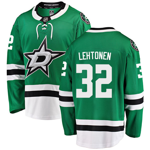 Men's Dallas Stars #32 Kari Lehtonen Authentic Green Home Fanatics Branded Breakaway NHL Jersey
