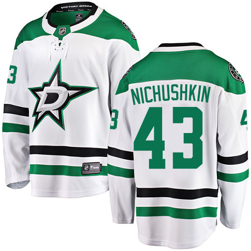 Men's Dallas Stars #43 Valeri Nichushkin Authentic White Away Fanatics Branded Breakaway NHL Jersey