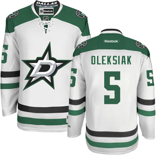 Youth Reebok Dallas Stars #5 Jamie Oleksiak Authentic White Away NHL Jersey