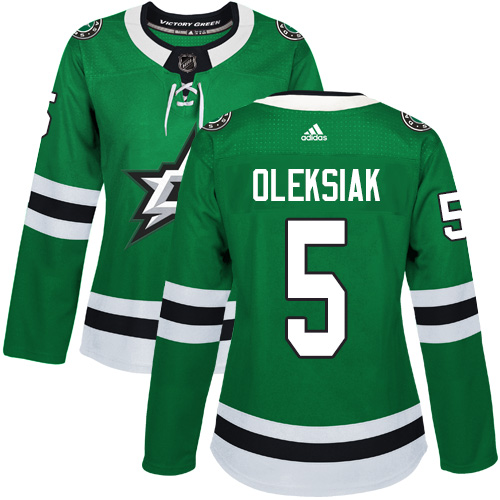 Women's Adidas Dallas Stars #5 Jamie Oleksiak Authentic Green Home NHL Jersey