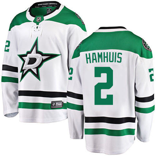 Men's Dallas Stars #2 Dan Hamhuis Authentic White Away Fanatics Branded Breakaway NHL Jersey