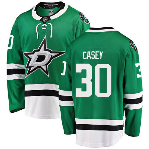 Men's Dallas Stars #30 Jon Casey Authentic Green Home Fanatics Branded Breakaway NHL Jersey