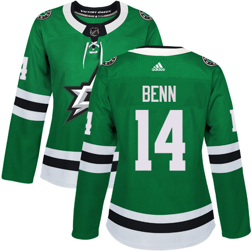 Women's Adidas Dallas Stars #14 Jamie Benn Authentic Green Home NHL Jersey